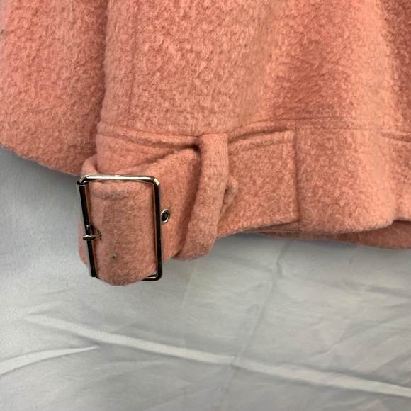 Topshop Wool Moto Jacket Pink Blend Winter Coat 10 - Picture 8 of 13